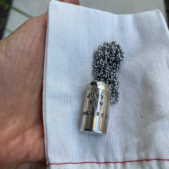 Sage Silver Sterling silver 1 inch beer can charm and chain necklace - Picture 5 of 9
